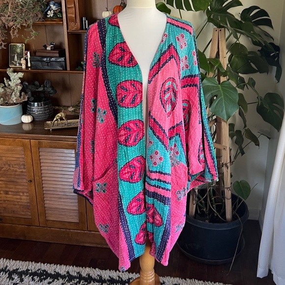 Kantha Bae Gaia Colorful Floral Kimono NWOT OS - Picture 3 of 16